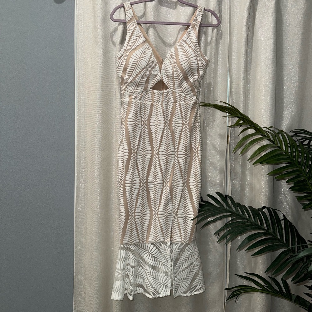 GUESS White Midi Print Dress